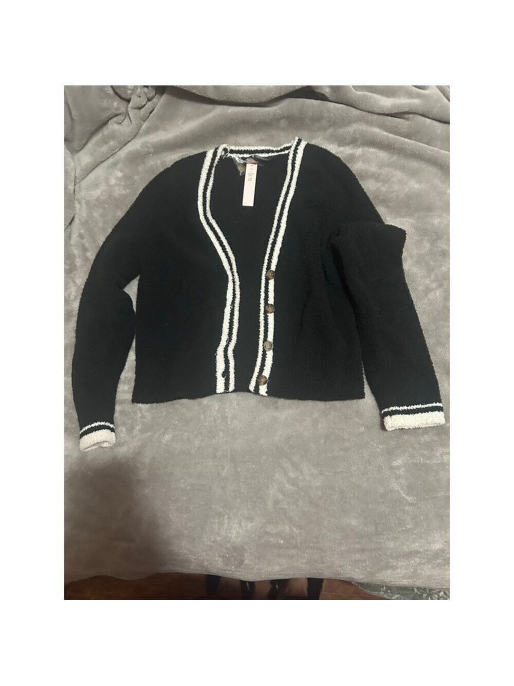 Women's Victoria's Secret Black & White Striped Cardigan M